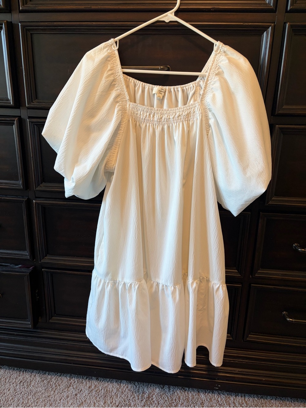 White Square Neck Dress